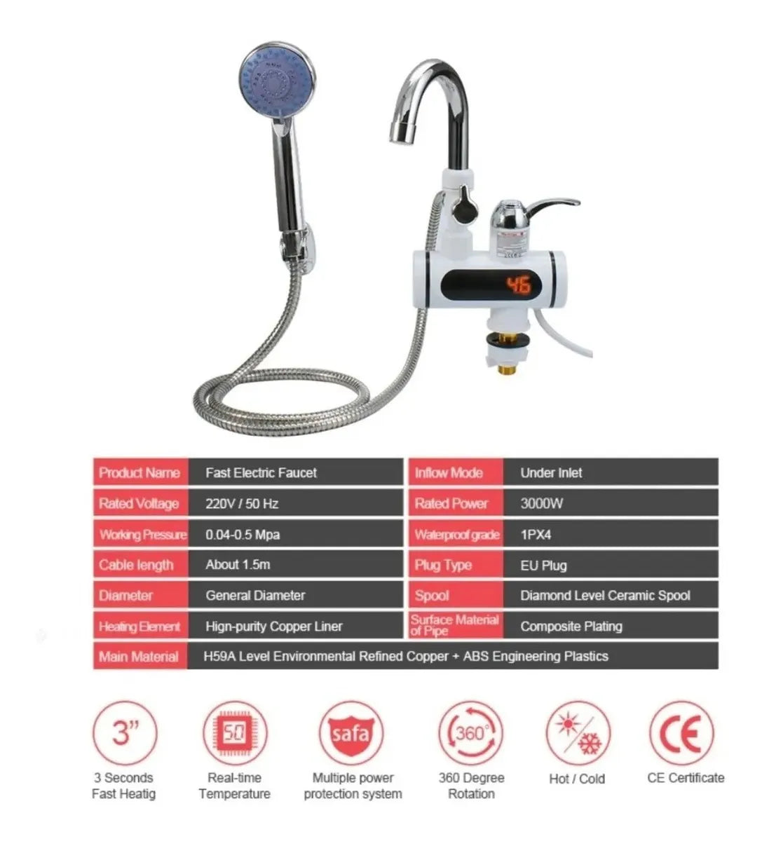 CALENTADOR DE AGUA CON DUCHA